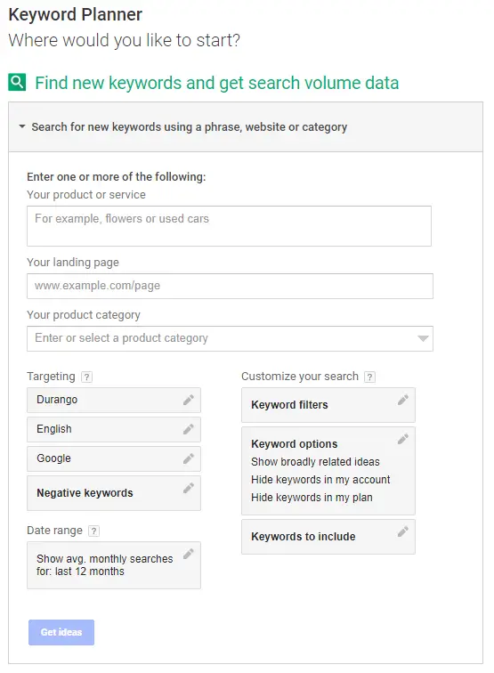 google keyword planner