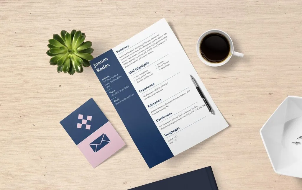 resume sitting on top of a table