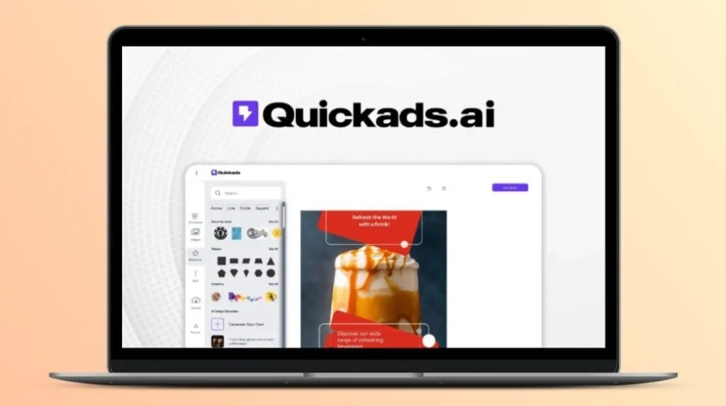 Laptop screen displaying a sample page of Quicksad.ai