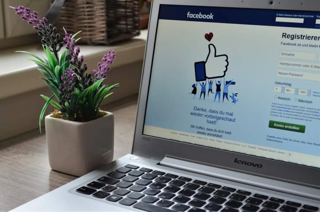 Facebook sign in page on a PC web browser