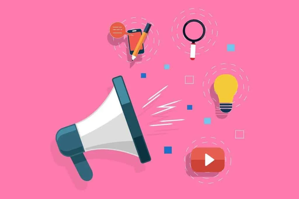 megaphone with different social media icons
