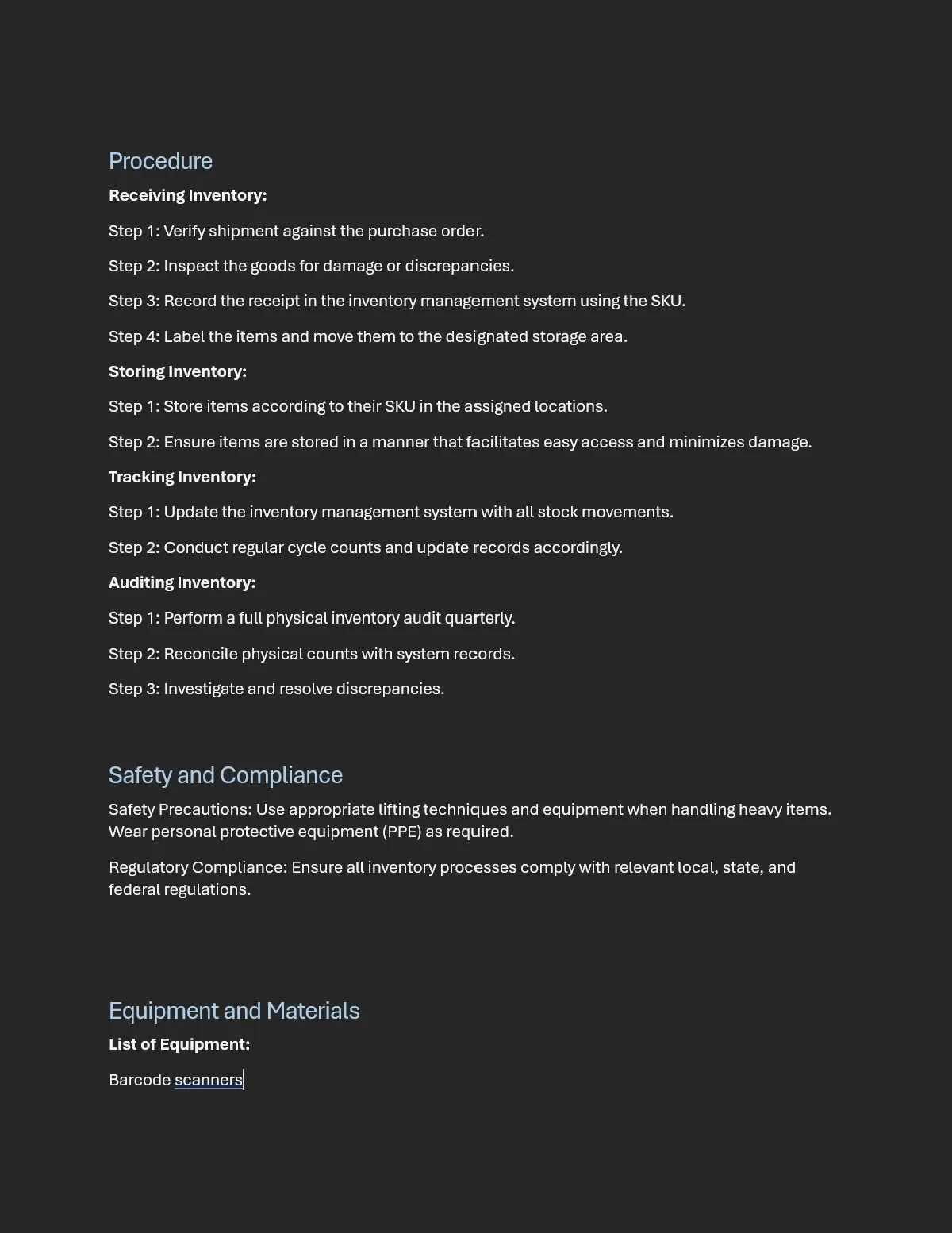 sop template page 2