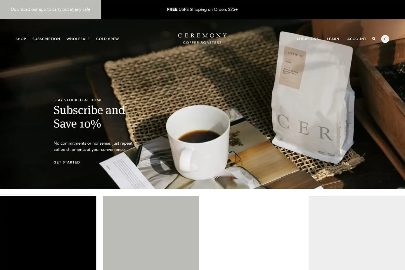 ceremony coffee website design
