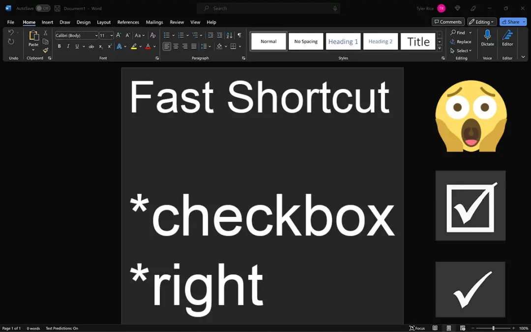 Check Mark & Right Symbol in Microsoft Word (🗸 & ☑)