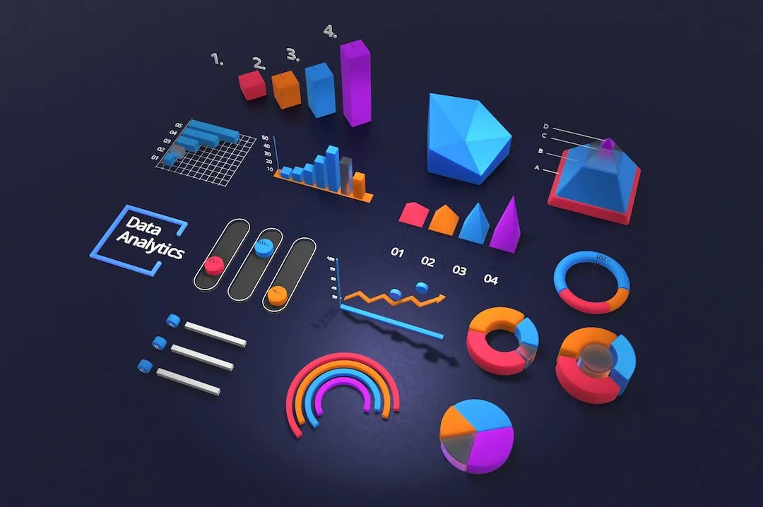 Animated graphics against a black background of different charts and candlestick patterns