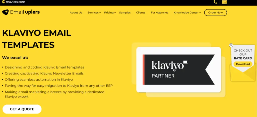 Image of Klaviyos webpage home screen