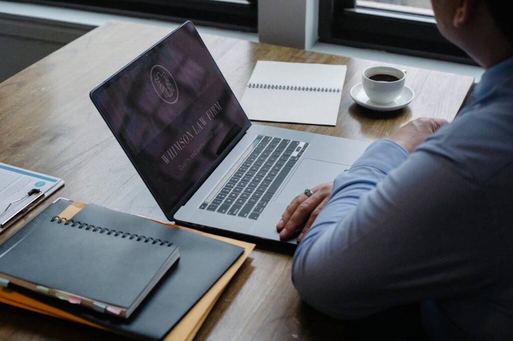 Lawyer working on his laptop